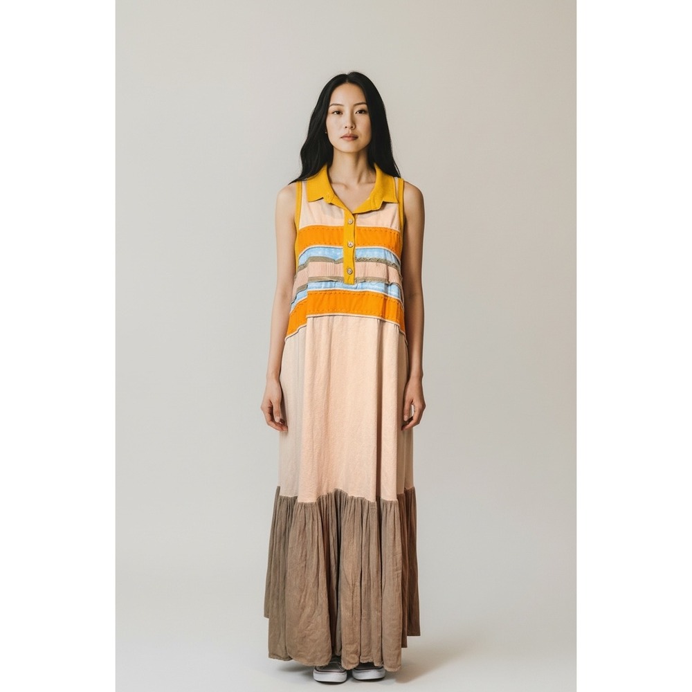 R2 The Red Raccoon Colorblock Maxi Dress Small‎ Sleeveless Boho Tiered